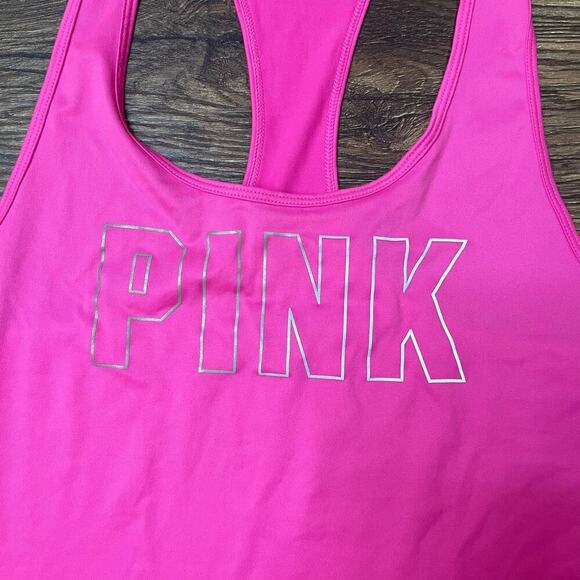 PINK Active Racerback Tank Top Hot Pink Sleeveless Athletic‎ Workout Gym Shirt - Picture 4 of 5